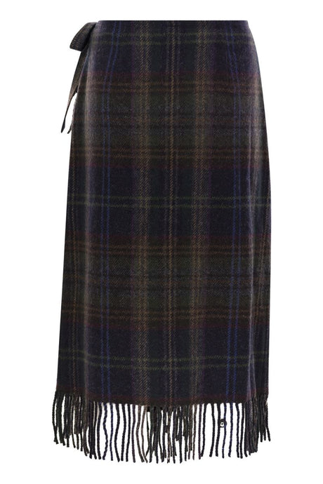 POLO RALPH LAUREN Fringed Plaid Wrap Skirt