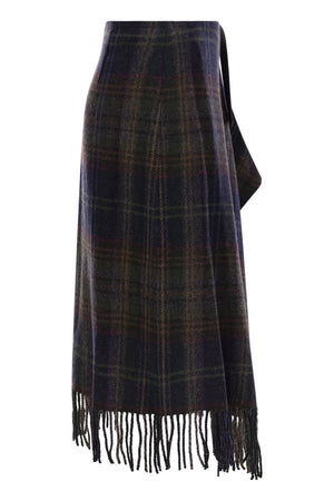 POLO RALPH LAUREN Fringed Plaid Wrap Skirt