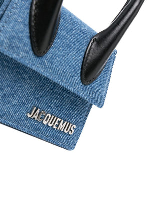 JACQUEMUS インディゴブルー ミニコットンデニム ハンドバッグ レザーとシルバー金具