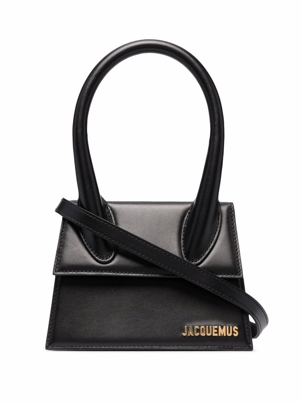 JACQUEMUS 女性用大きめブラックレザークロスボディバッグ