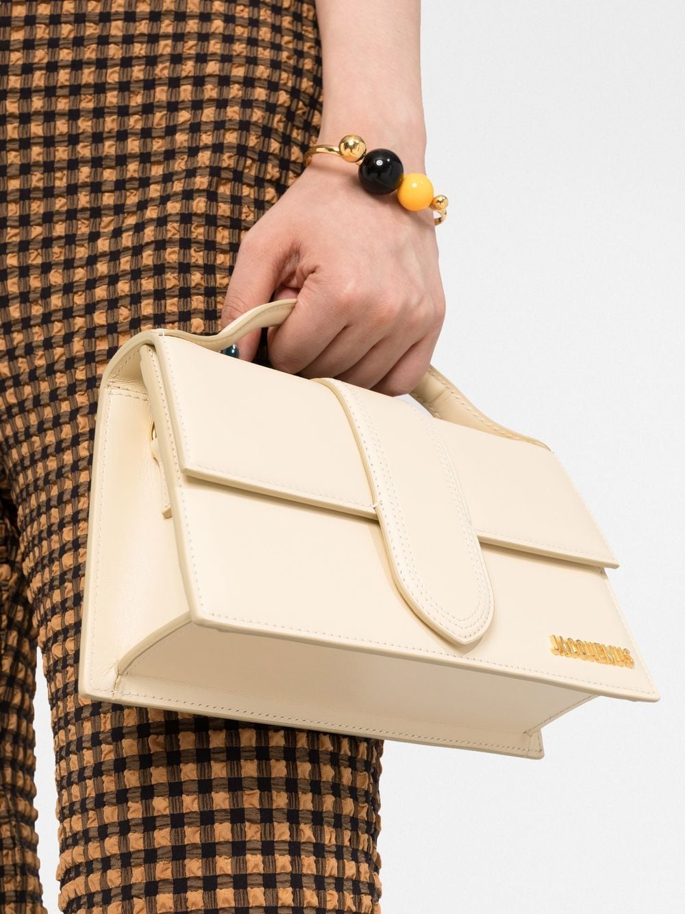 JACQUEMUS Mini Leather Handbag with Gold-Tone Accents