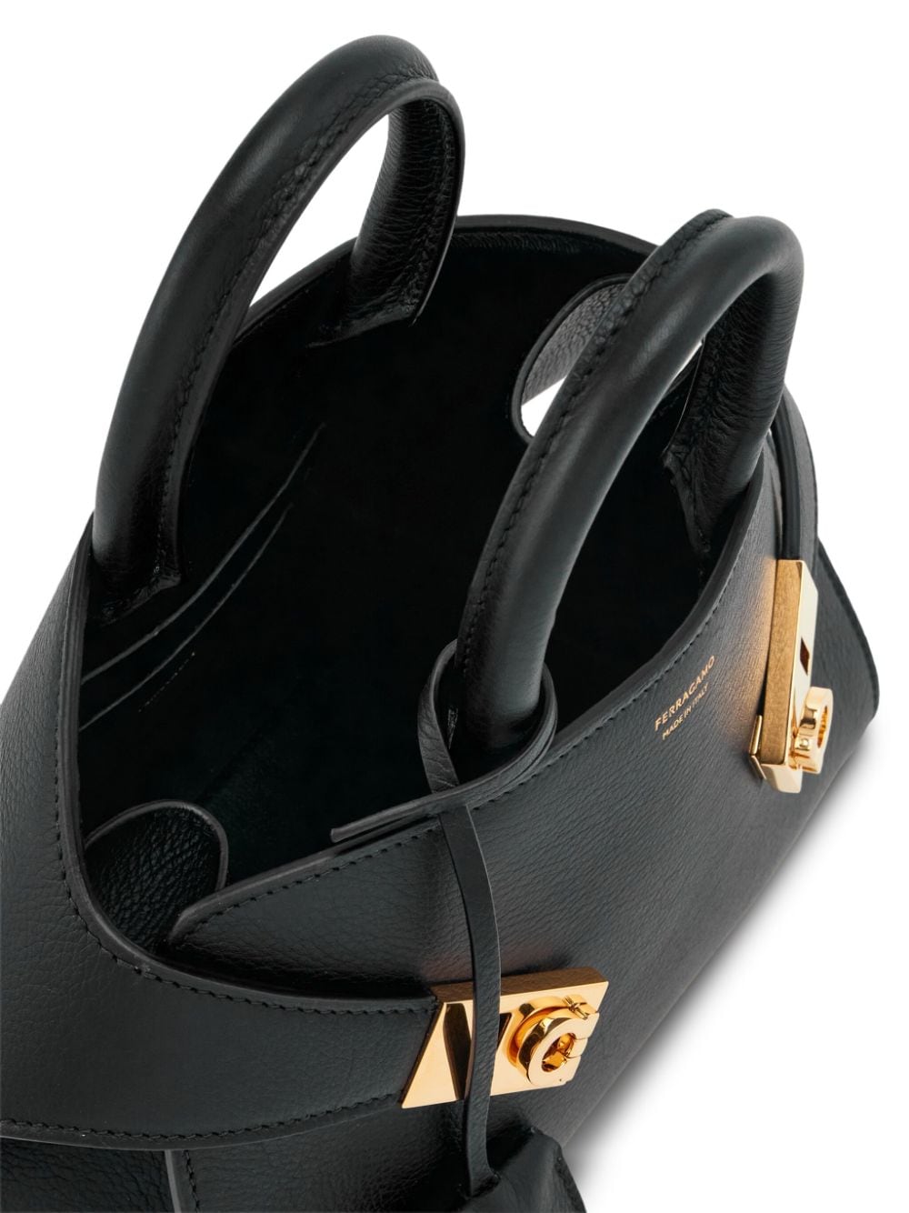 Ferragamo Mini Leather Handbag with Gold-Tone Hardware