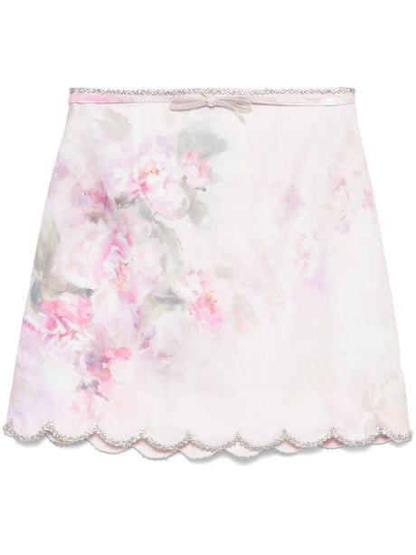 ZIMMERMANN Conscious Light Pink Mini Skirt with Detachable Waist Belt