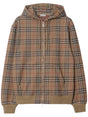 BURBERRY LONDON ENGLAND Check Cotton Blend Zip Hoodie - Women's Relaxed Fit