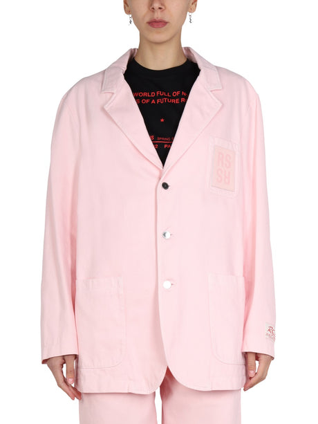 RAF SIMONS Logo Patch Notched Lapel Jacket for Women