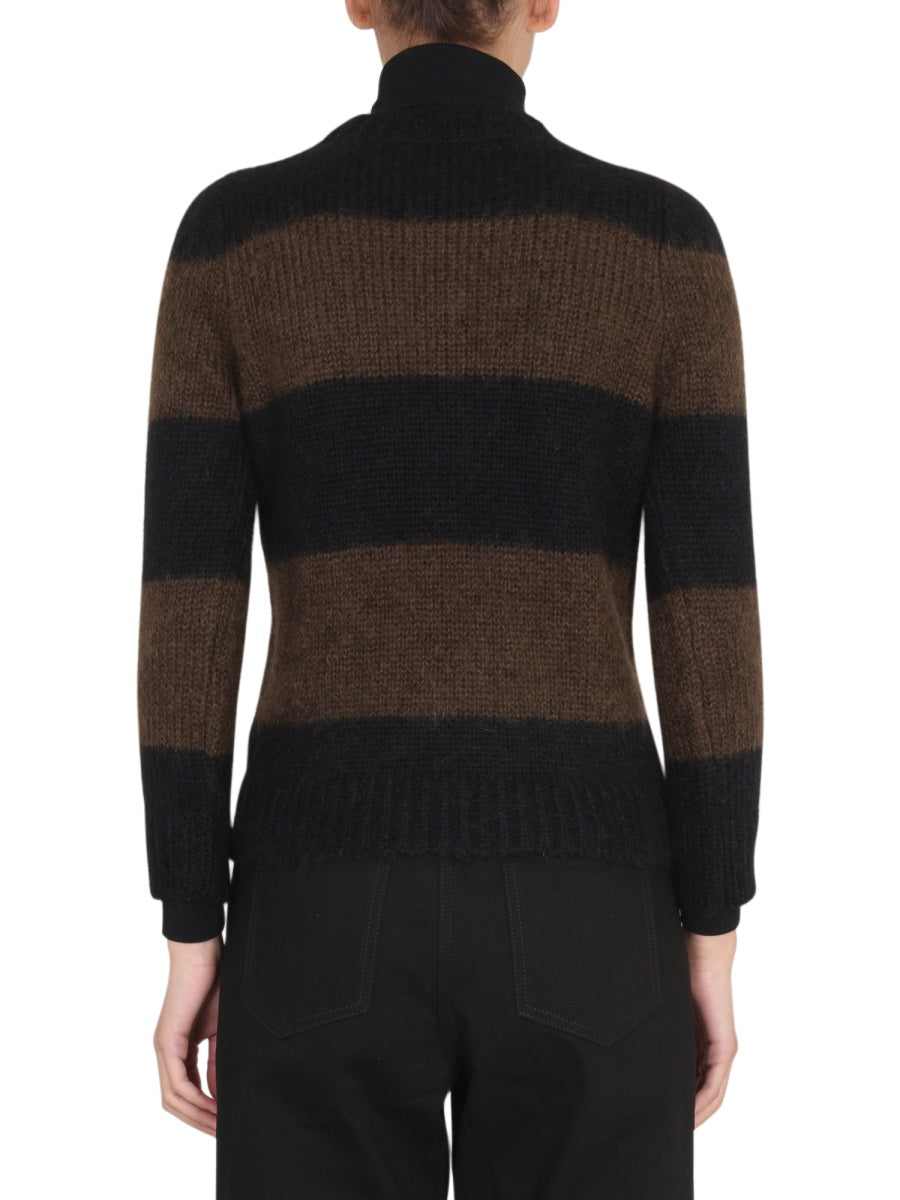 RAF SIMONS Mohair Crewneck Sweater with Patch Logo - Size 10