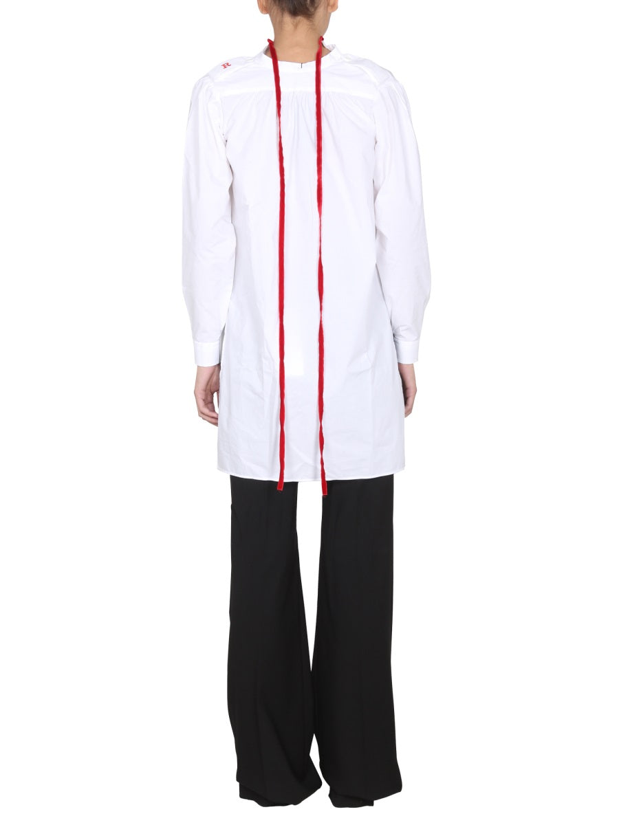 RAF SIMONS Women’s V-Neck Cotton Shirt with Bow Tie Details