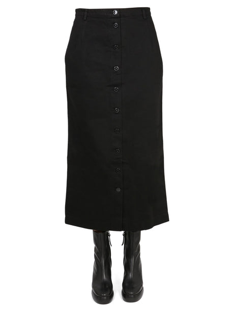 RAF SIMONS Chic Midi Skirt with Front Button Closure and Belt