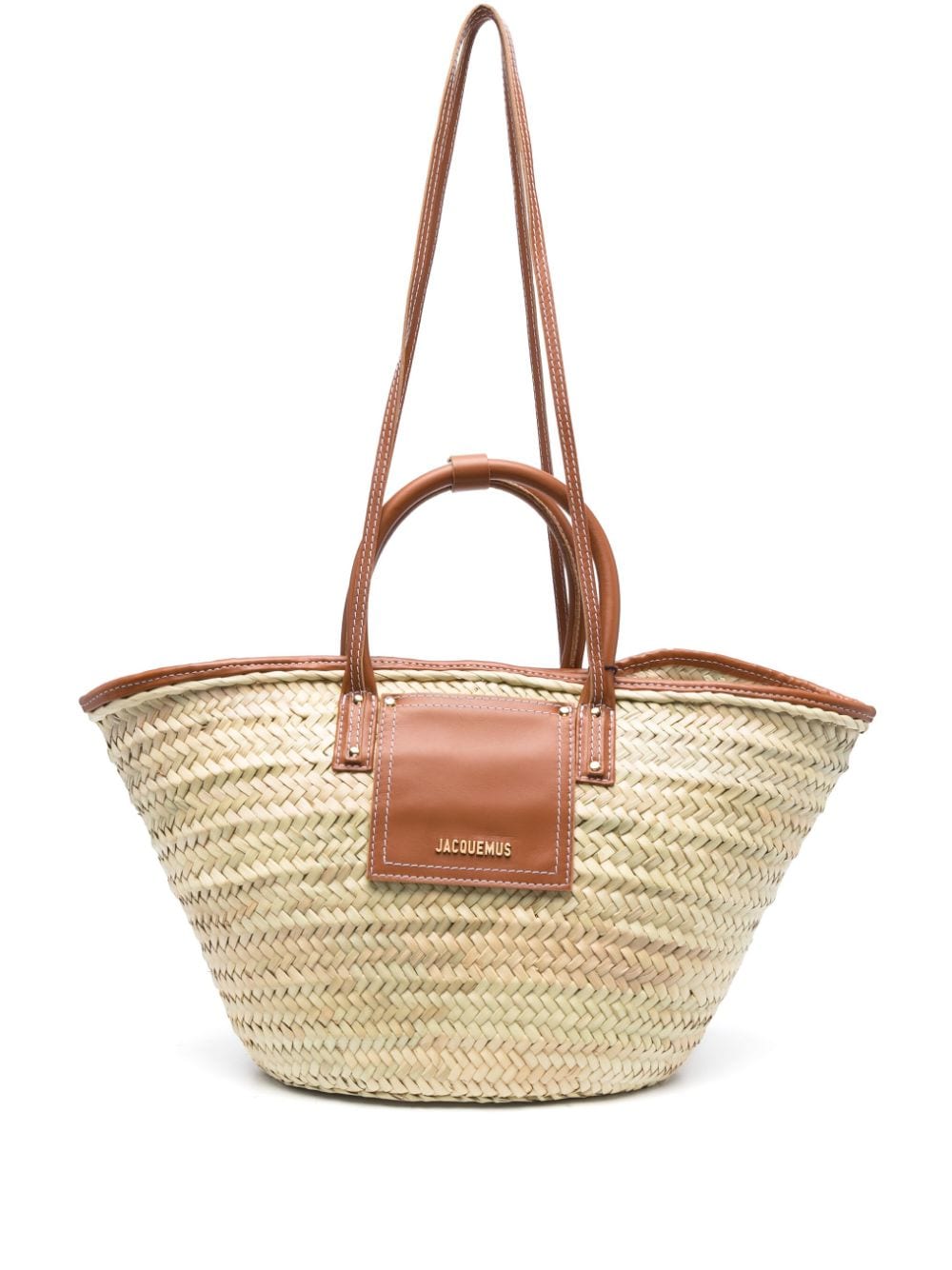 JACQUEMUS Handwoven Straw Basket Handbag with Leather Details for Women