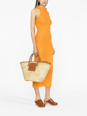 JACQUEMUS Handwoven Straw Basket Handbag with Leather Details for Women