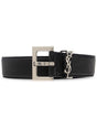 SAINT LAURENT PARIS CASSANDRE FIBBIA QUADRATA Leather Belt - 3 cm