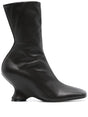 DRIES VAN NOTEN Leather Wedge Ankle Boots - 10.5 cm Heel