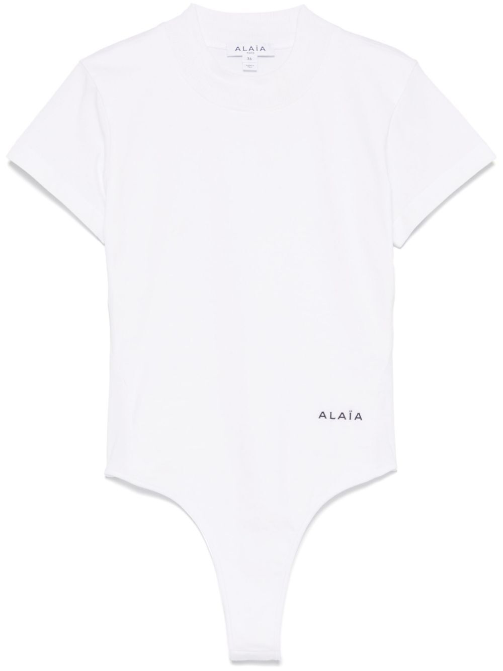 ALAÏA Logo-Embroidered Close Fit Bodysuit T-Shirt