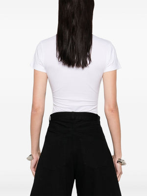 ALAÏA Logo-Embroidered Close Fit Bodysuit T-Shirt