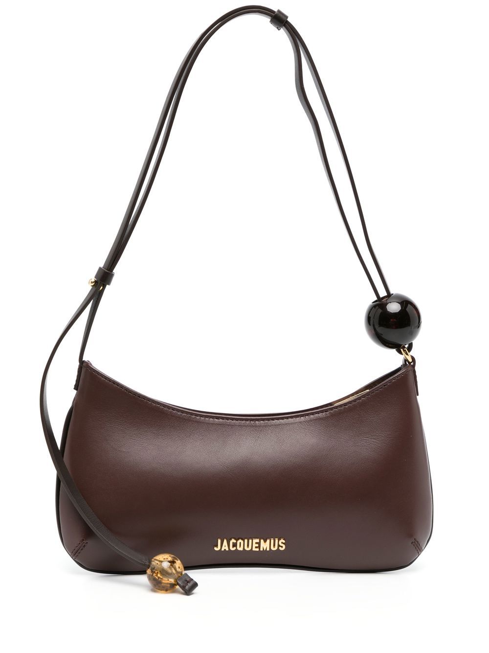 JACQUEMUS Smooth Leather Beaded Shoulder Handbag