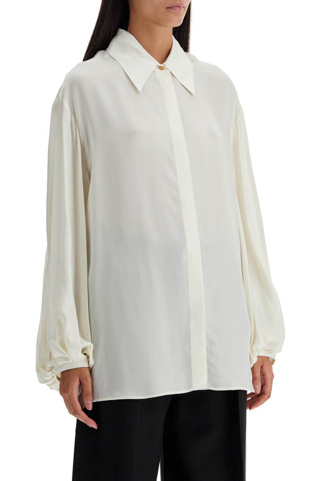 KHAITE Fluid Twill Asymmetrical Hem Shirt - Size 2