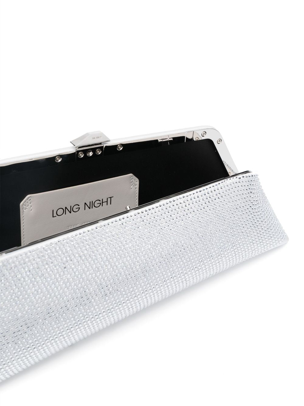 THE ATTICO Satin Crystal-Embellished Long Night Mini Clutch Handbag