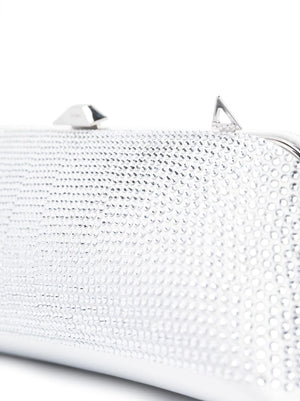 THE ATTICO Satin Crystal-Embellished Long Night Mini Clutch Handbag