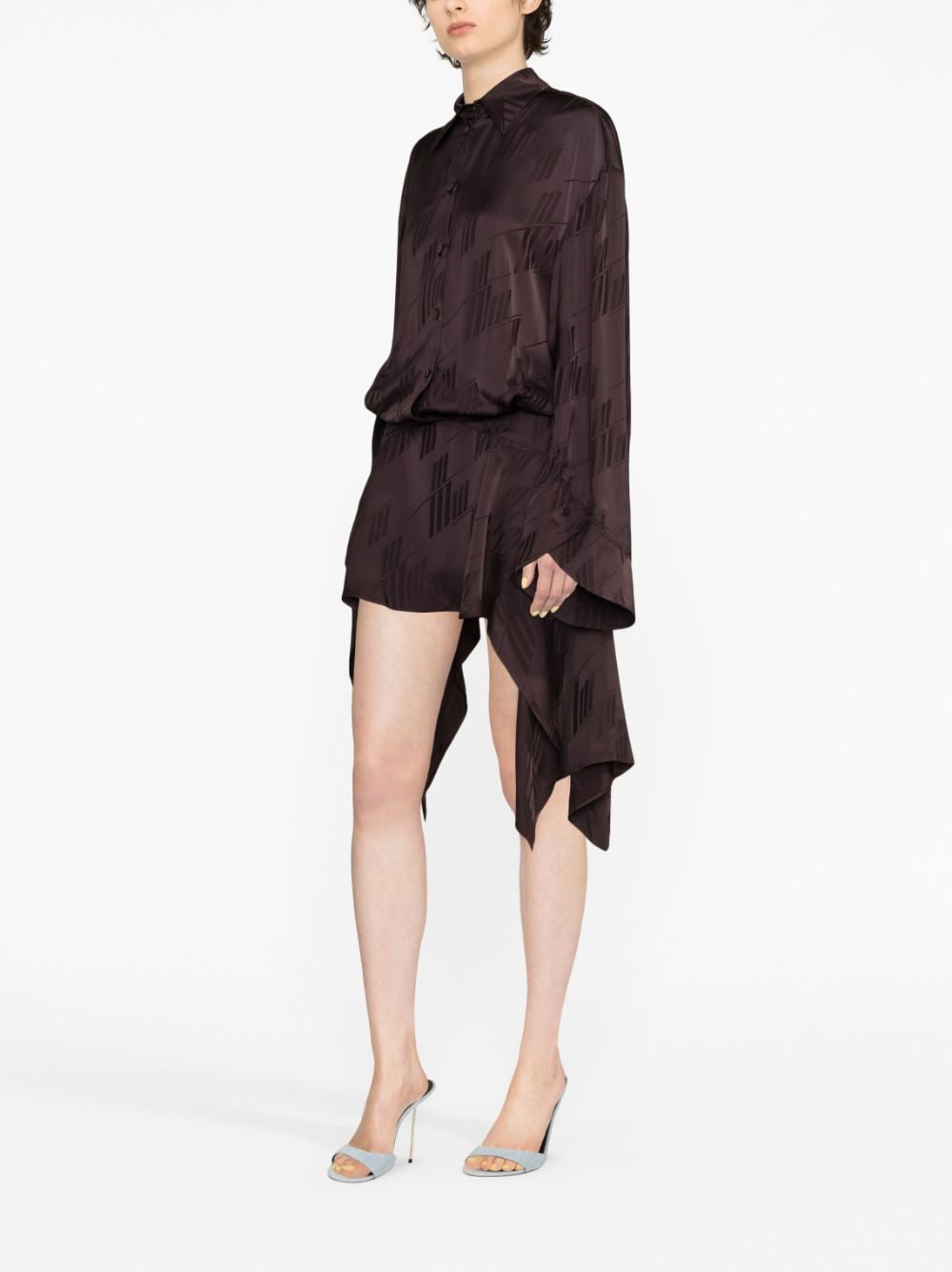 THE ATTICO Asymmetric Logo-Jacquard Mini Shirtdress