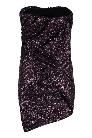 THE ATTICO Draped Front Mini Sequin Dress