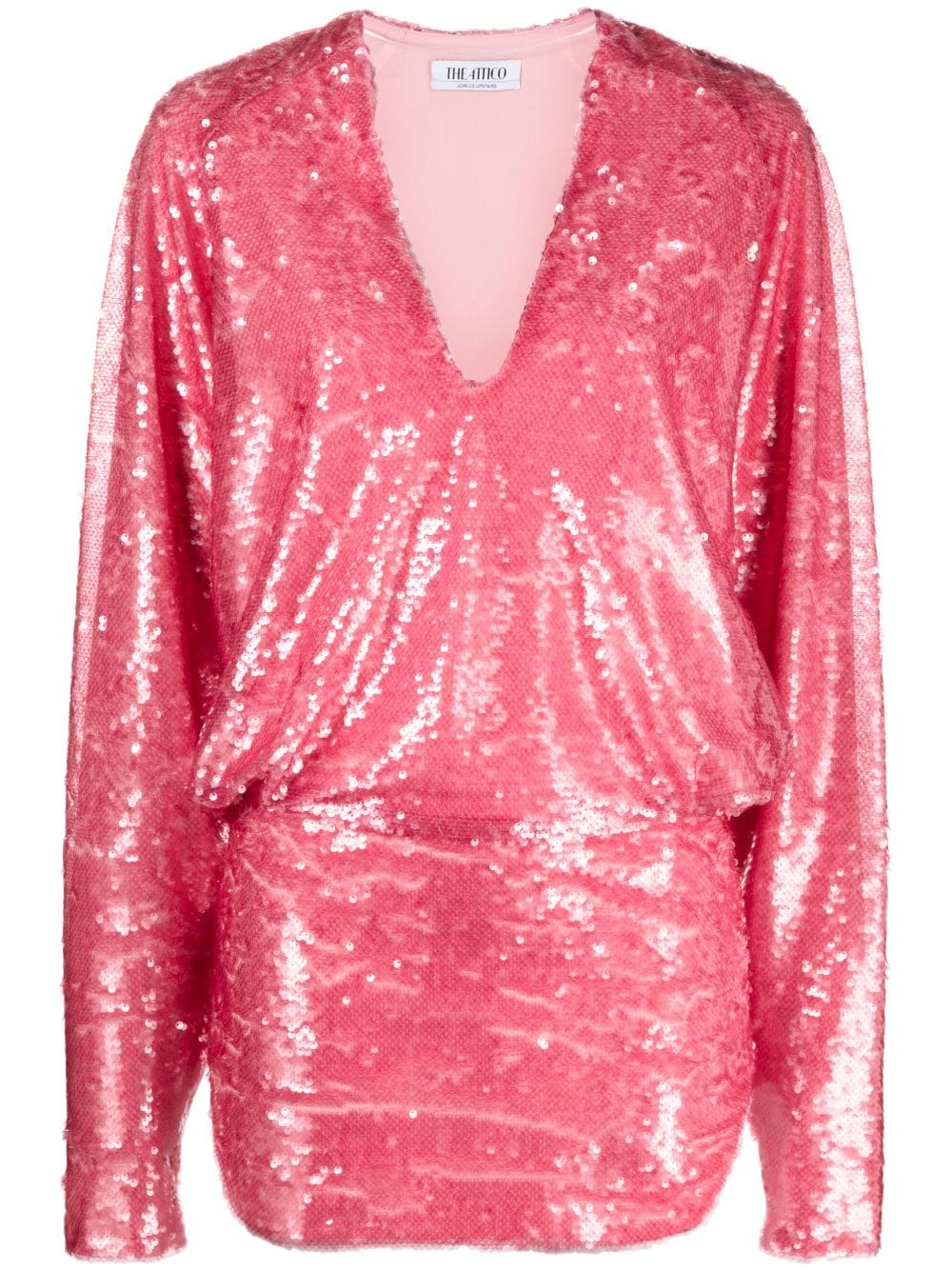 THE ATTICO V-Neck Sequined Mini Dress