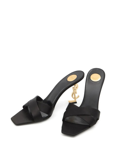 SAINT LAURENT PARIS Men's Satin Flat Sandals with 8.5 cm Heel