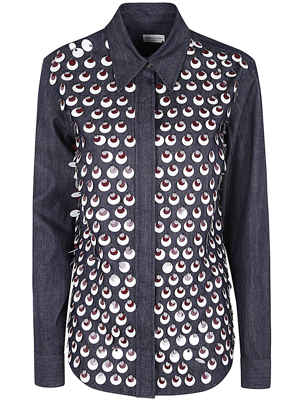 DRIES VAN NOTEN Embossed Denim Shirt for Women - SS24