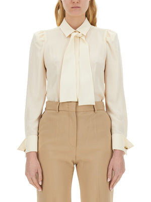 MAX MARA Silk Shirt with Bow - Regular Fit Size 40