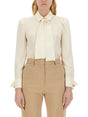 MAX MARA Silk Shirt with Bow - Regular Fit Size 40