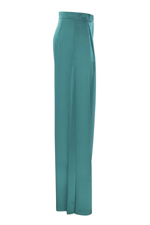 MAX MARA Silk Flare Trousers - High-Waisted Wide Leg