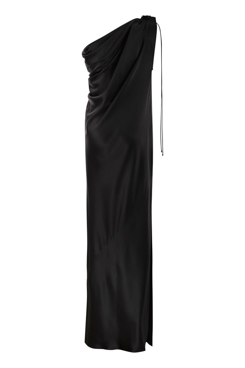 MAX MARA Elegant One-Shoulder Silk Satin Dress