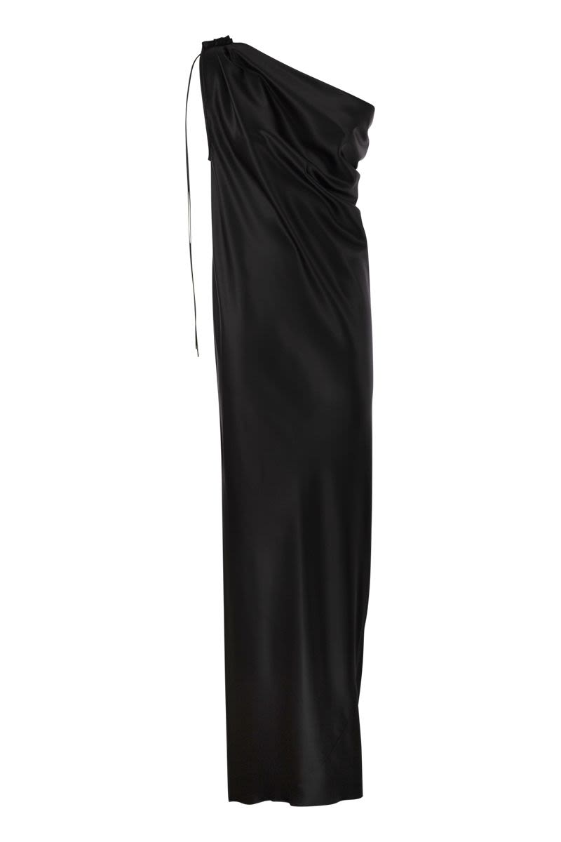 MAX MARA Elegant One-Shoulder Silk Satin Dress