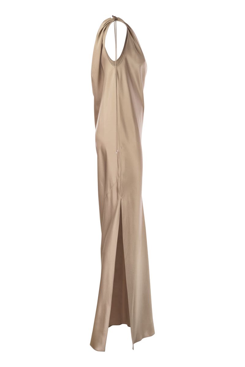 MAX MARA Elegant One-Shoulder Silk Satin Dress