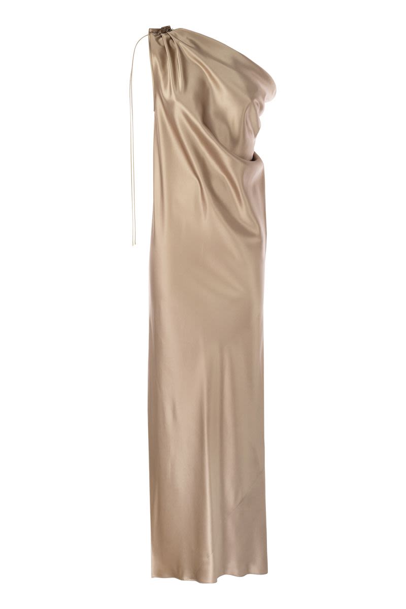 MAX MARA Elegant One-Shoulder Silk Satin Dress