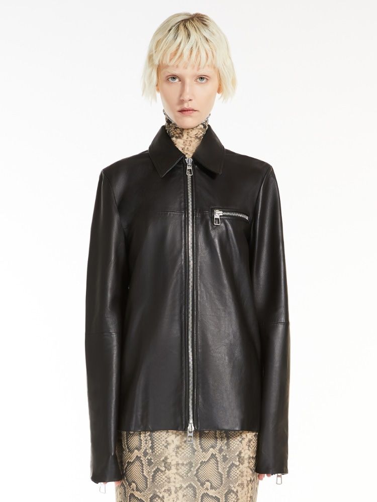 MAX MARA SPORTMAX 24SS Women's Leather Jacket for Fashion-Forward Outerwear