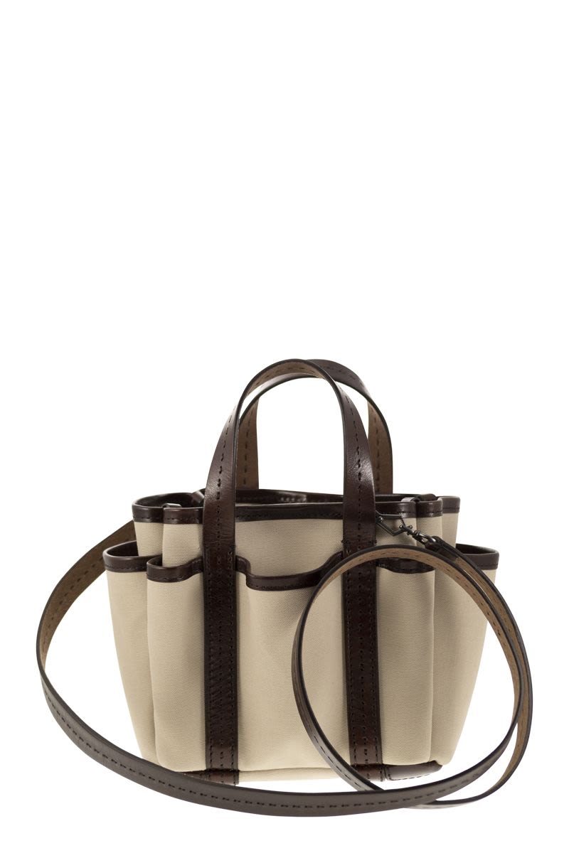 MAX MARA Gardenia Mini Canvas and Leather Tote Handbag