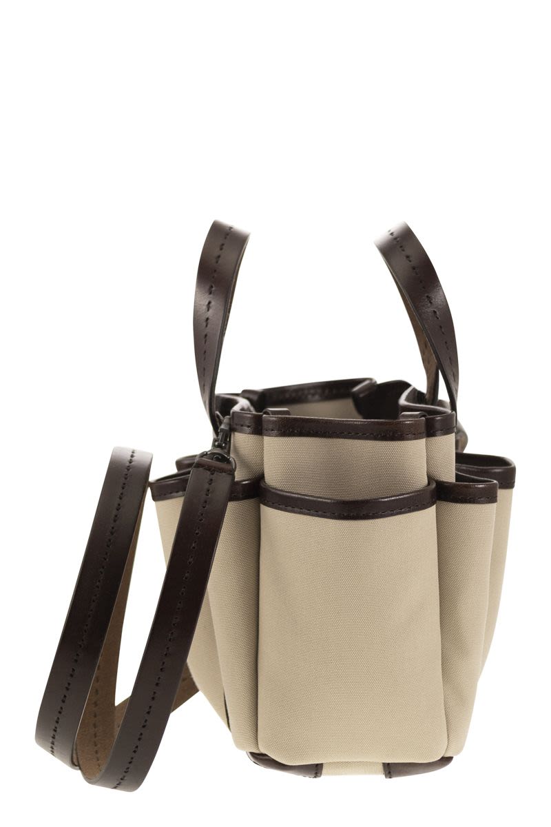 MAX MARA Gardenia Mini Canvas and Leather Tote Handbag