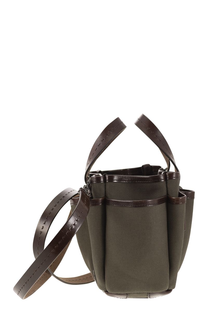 MAX MARA Gardenia Mini Canvas and Leather Tote Handbag