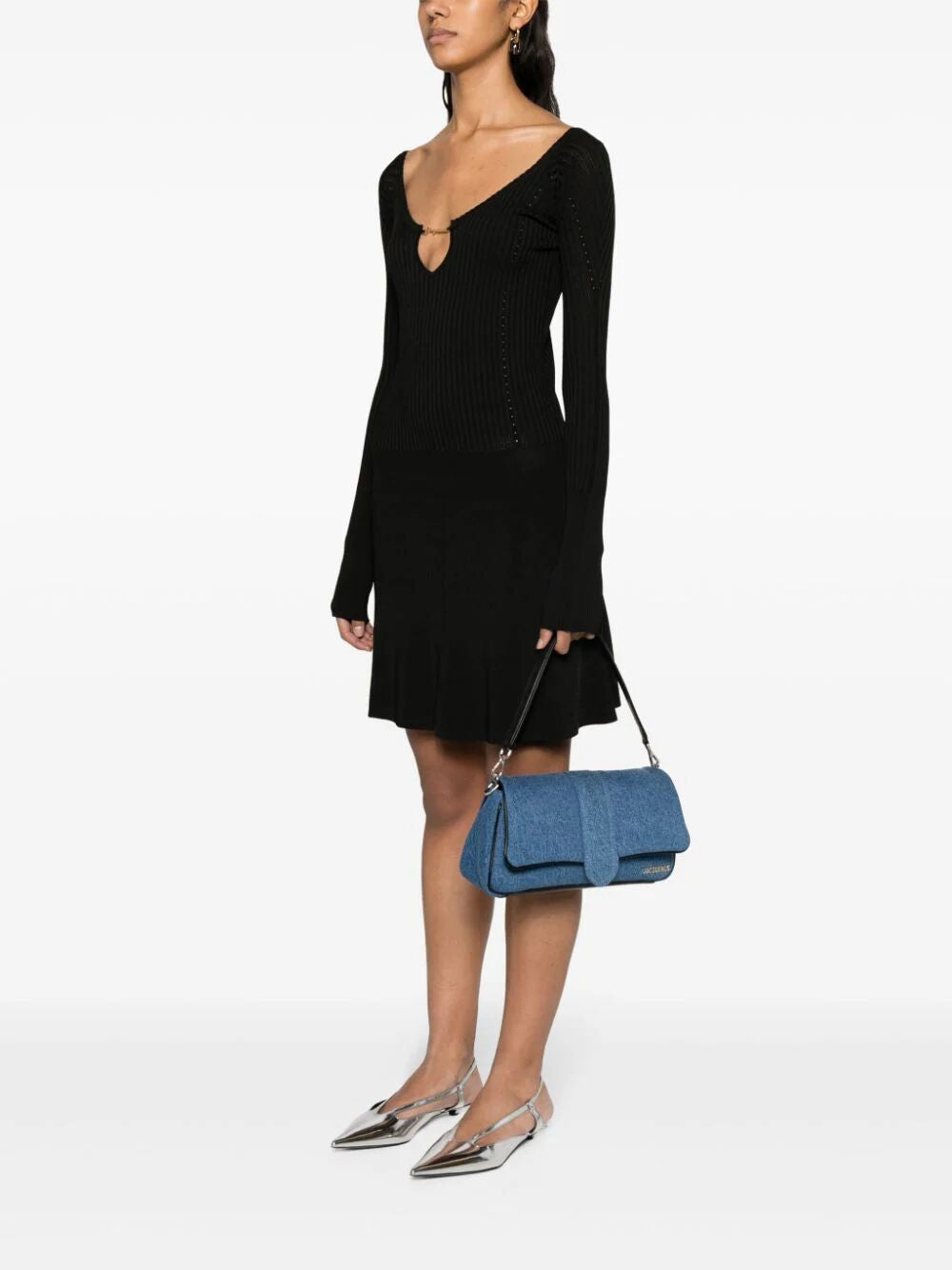 JACQUEMUS Scalloped Long Sleeve Mini Dress for Women