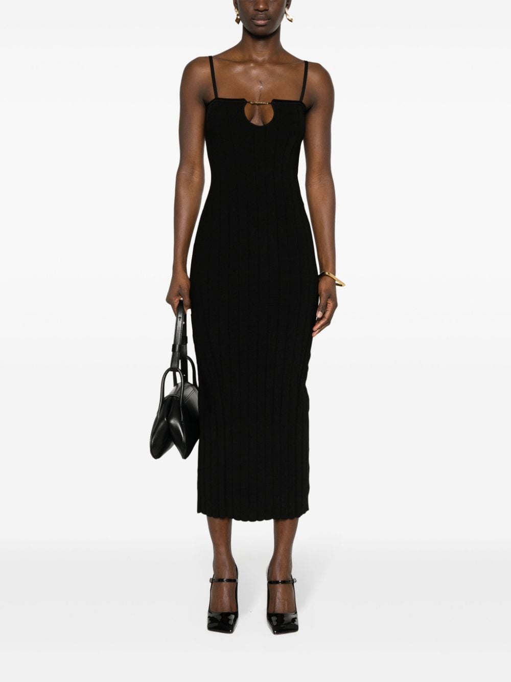 JACQUEMUS Keyhole Neck Adjustable Strap Mini Dress