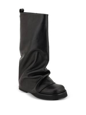 THE ATTICO Leather Combat Boots - Women’s Pull-On Style with Square Toe