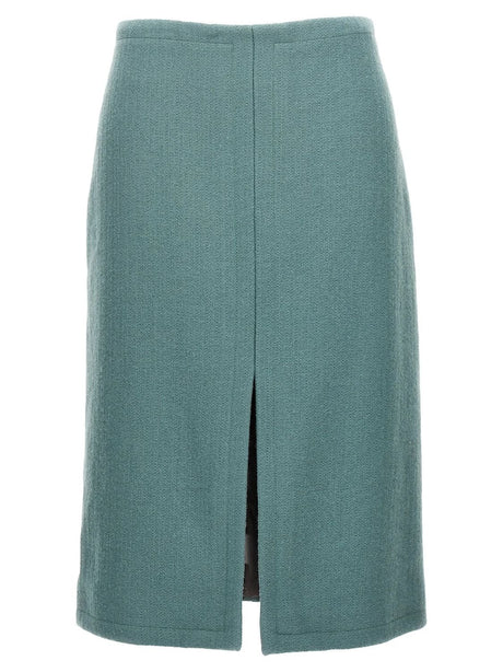 DRIES VAN NOTEN High Waist Knee Length Skirt with Split Back Design