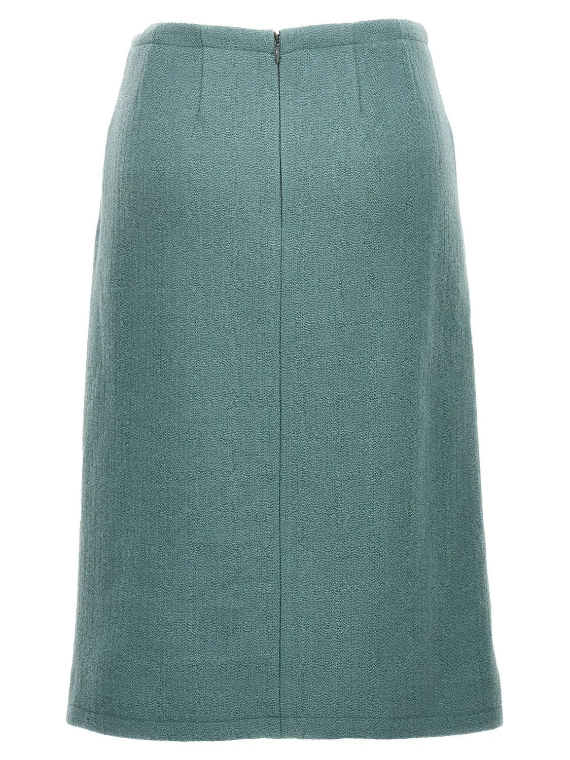 DRIES VAN NOTEN High Waist Knee Length Skirt with Split Back Design