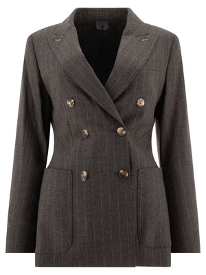 MAX MARA Pinstripe Blazer with Long Sleeves - Regular Fit