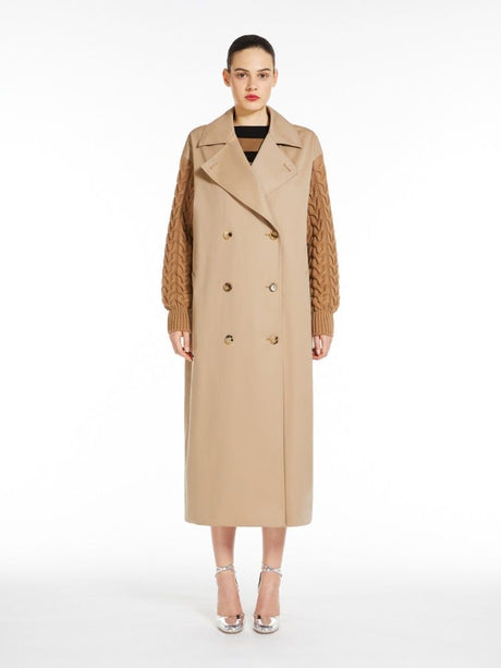 MAX MARA 上品なキャメルウールコットンオーバーコート