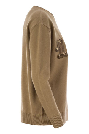 MAX MARA Luxurious Wool & Cashmere Pullover with Sequin Motif