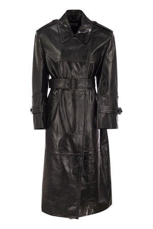 MAX MARA SPORTMAX Nappa Leather Trench Jacket - Women’s Double-Breasted Design