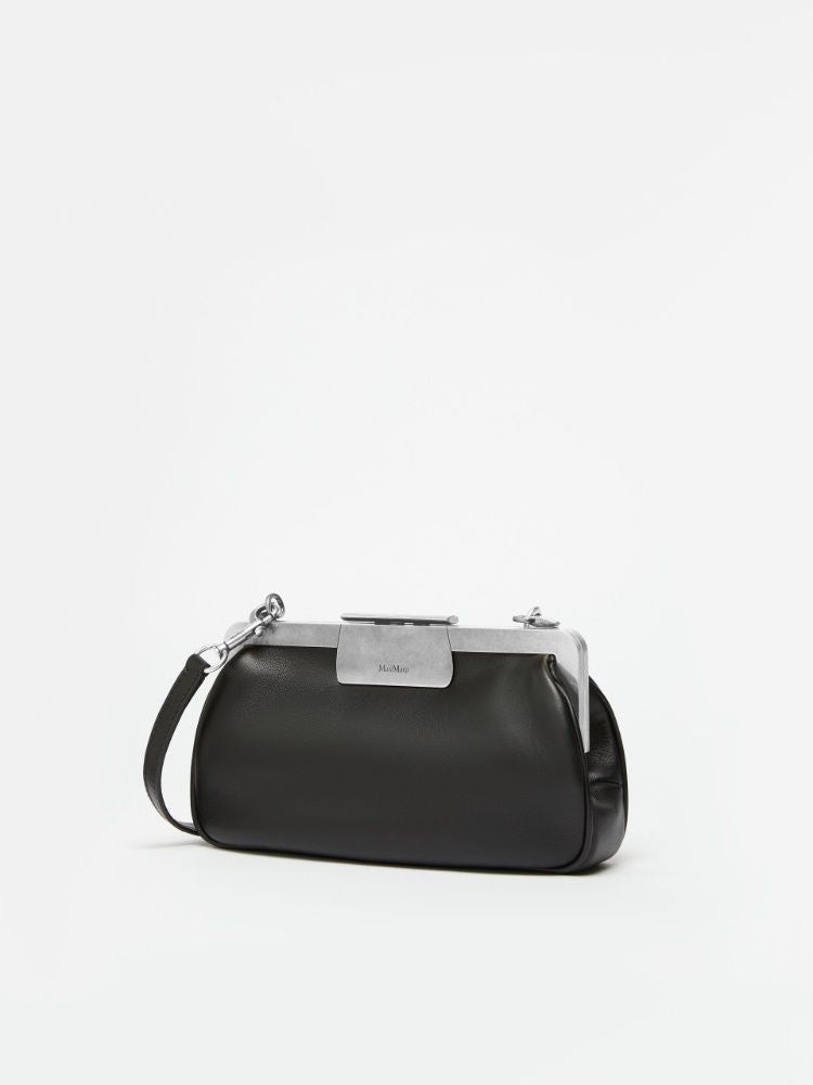 MAX MARA Mini Clasp Handbag in Luxe Black Leather