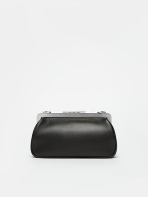 MAX MARA Mini Clasp Handbag in Luxe Black Leather