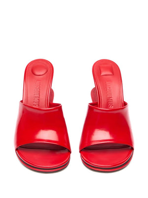 JACQUEMUS Layered Design Open Toe Sandals with 110mm Tapered Heel